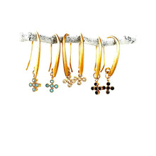 Load image into Gallery viewer, CZ Cross Drop Earrings