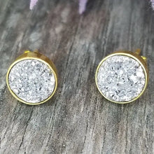 Load image into Gallery viewer, Gold Druzy Stud