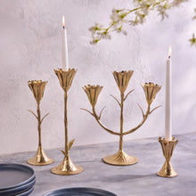 Load image into Gallery viewer, Gold Floral Candleholder