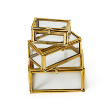 Load image into Gallery viewer, Brass + Glass Trinket Box