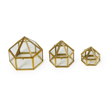Load image into Gallery viewer, Brass + Glass Trinket Box