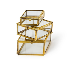 Load image into Gallery viewer, Brass + Glass Trinket Box