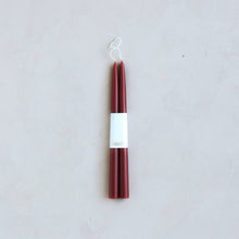 Load image into Gallery viewer, The Floral Society 12" Dipped Taper Candles - Garnet