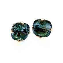 Load image into Gallery viewer, Noon Design Small Swarovski Stud Post Earrings - Pine Green
