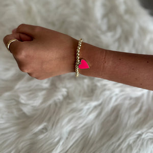 Gold Ball with Heart Charm Bracelet
