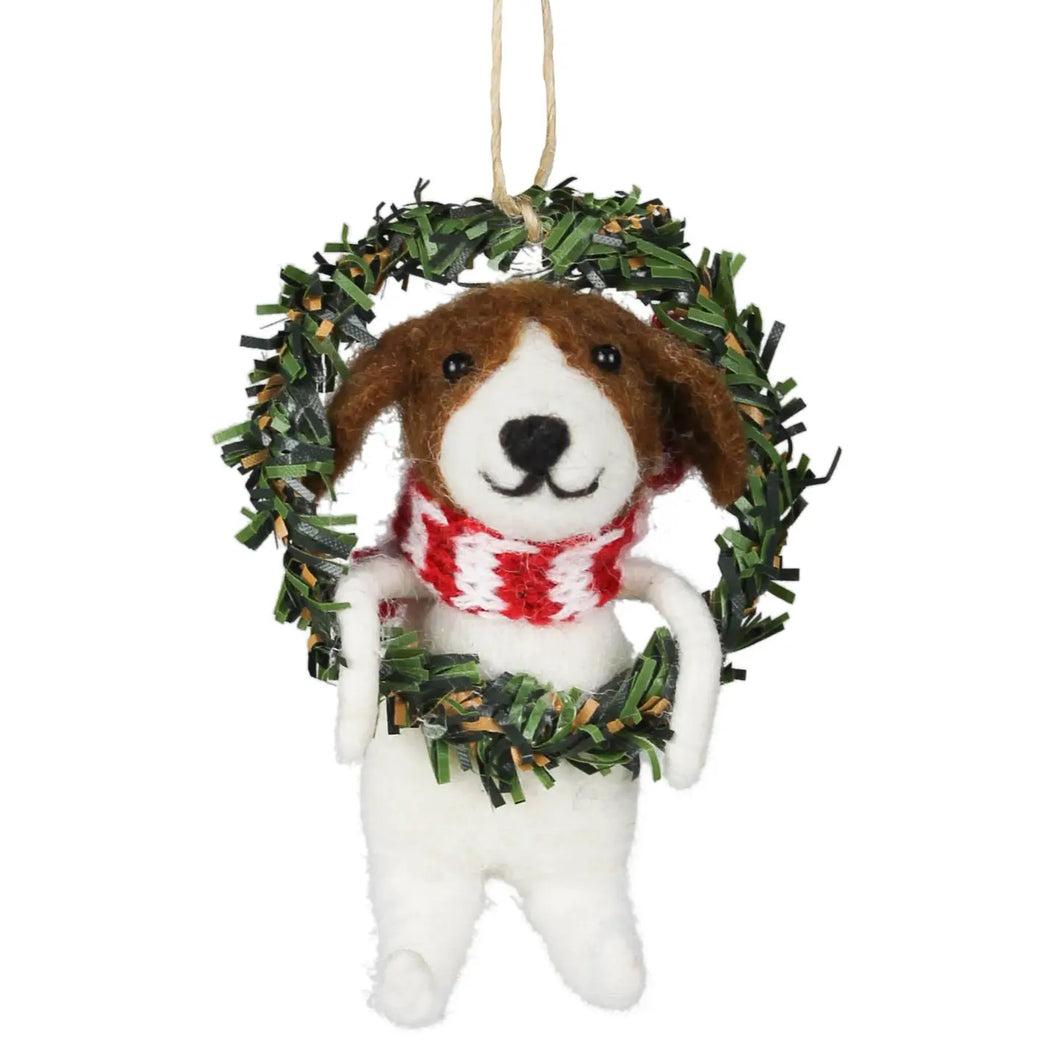 Dog in Wreath Ornament