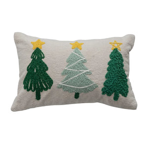 Embroidered Trees Mini Lumbar Pillow