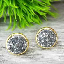 Load image into Gallery viewer, Gold Druzy Stud
