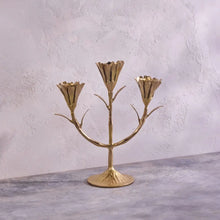 Load image into Gallery viewer, Gold Floral Candleholder
