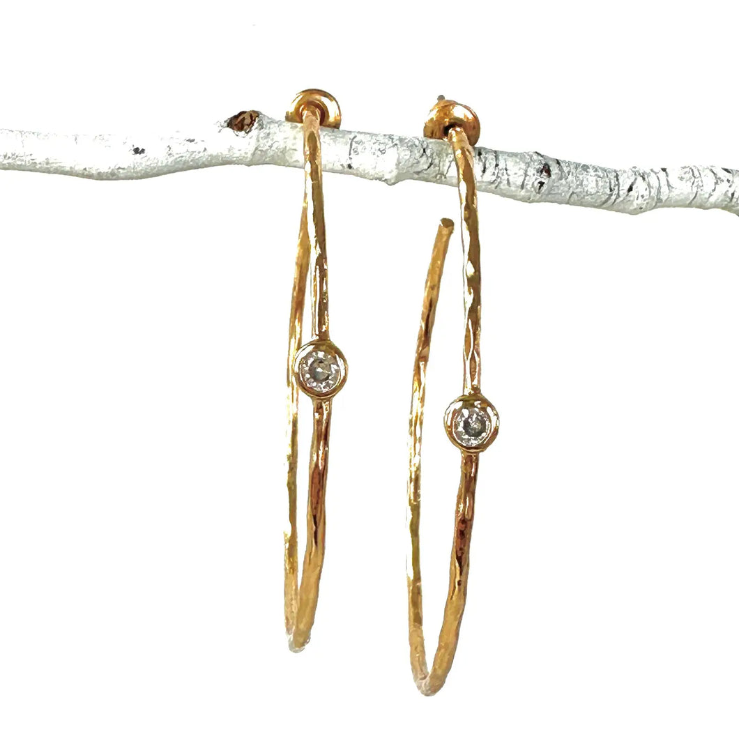 Gold Single CZ Hoops