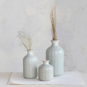 Embossed Green Stone Vase