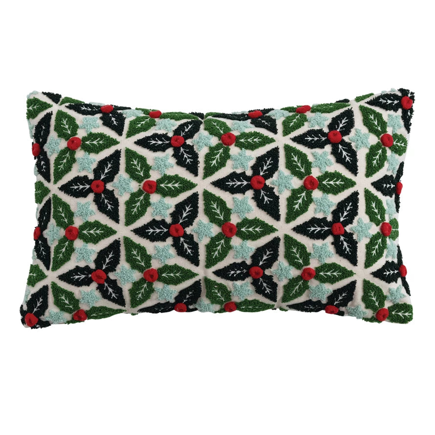 Holly Leaves Lumbar Pillow