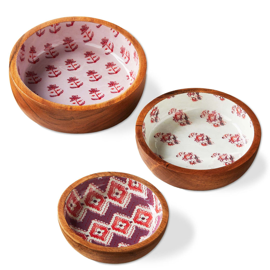 Jasmine Wood Enamel Bowls
