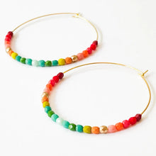 Load image into Gallery viewer, Large Ombre Beaded Hoops
