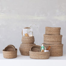 Load image into Gallery viewer, Oval Seagrass Lidded Baskets
