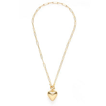 Load image into Gallery viewer, Puffed Heart Necklace on Toggle Chain
