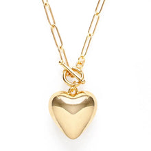 Load image into Gallery viewer, Puffed Heart Necklace on Toggle Chain
