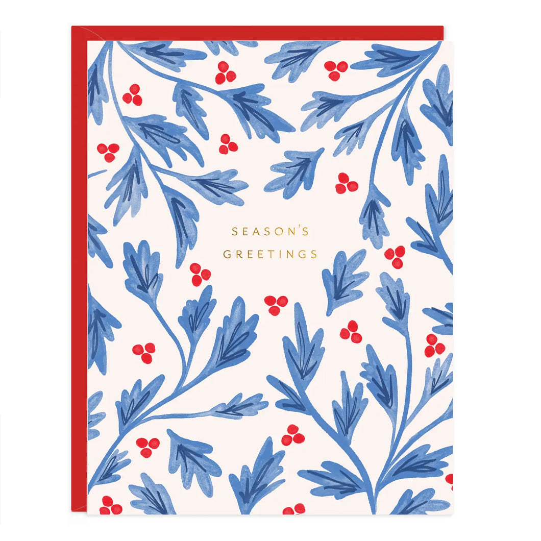 Season's Greetings Holly Card