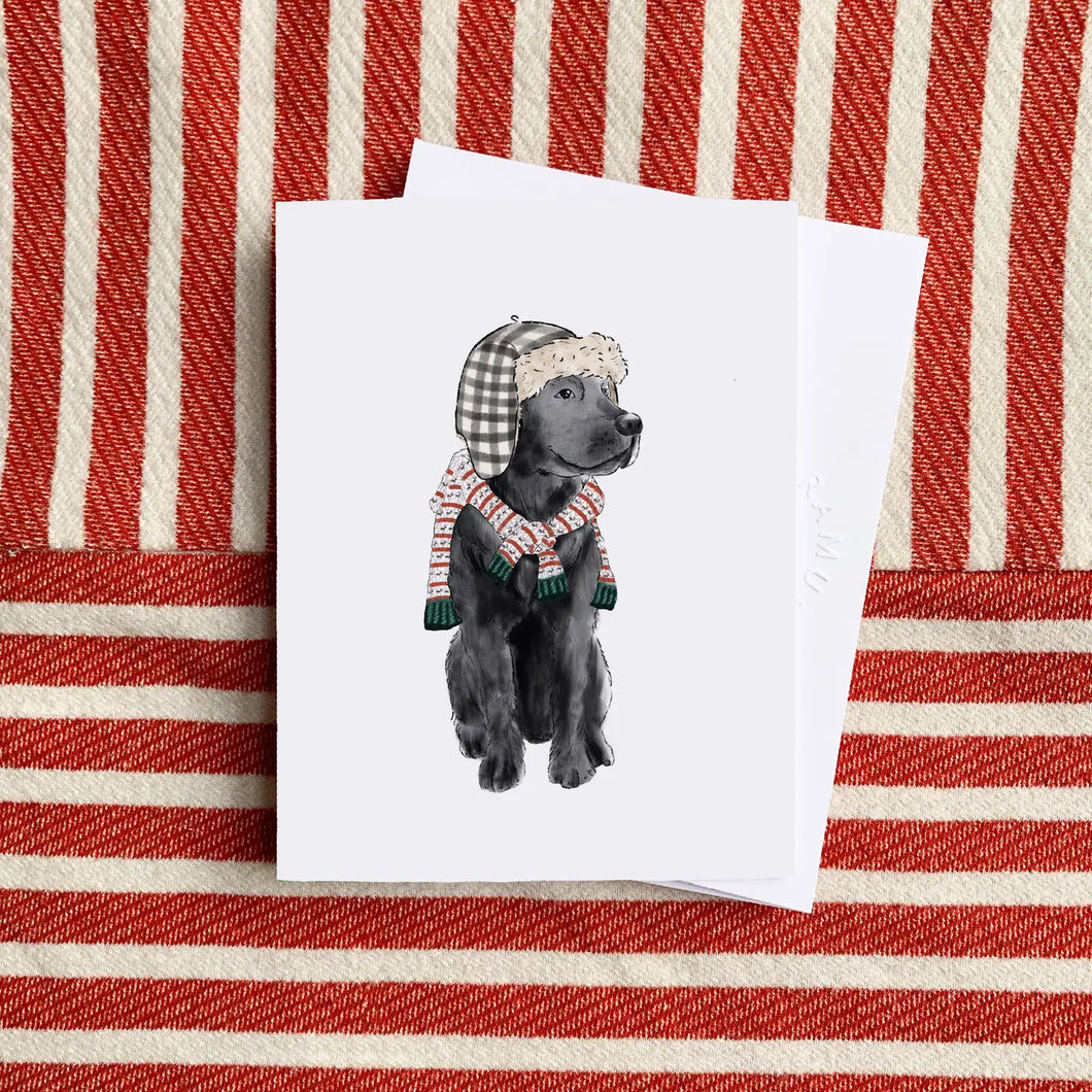 Candy Cane Black Lab Card