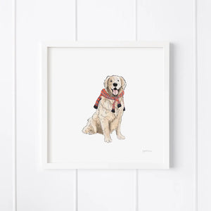 Preppy Golden Retriever R Print
