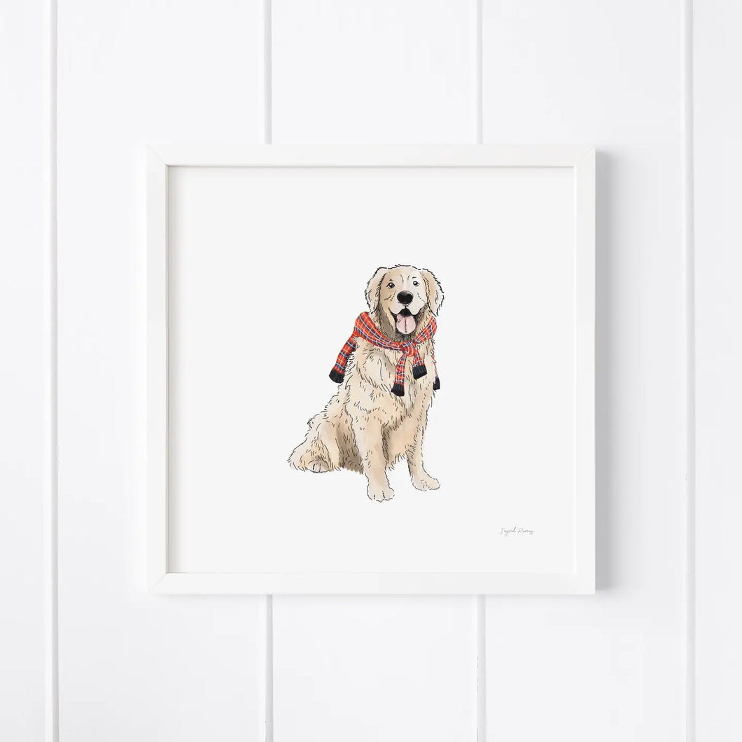 Preppy Golden Retriever R Print