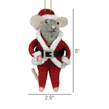 Load image into Gallery viewer, Santa Mouse Felt Ornament
