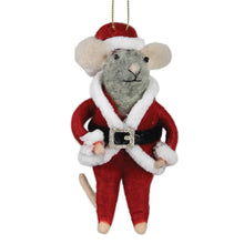 Load image into Gallery viewer, Santa Mouse Felt Ornament

