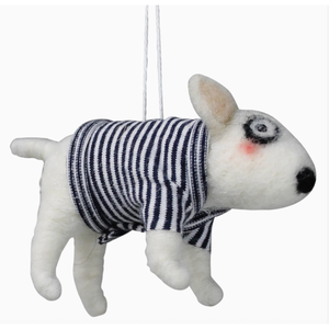 White Dog with Sweater Ornament