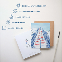 Load image into Gallery viewer, Red Ski Lift Chair Card
