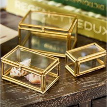 Load image into Gallery viewer, Brass + Glass Trinket Box
