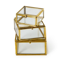 Load image into Gallery viewer, Brass + Glass Trinket Box
