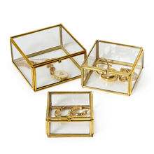 Load image into Gallery viewer, Brass + Glass Trinket Box
