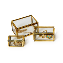Load image into Gallery viewer, Brass + Glass Trinket Box
