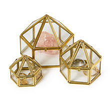 Load image into Gallery viewer, Brass + Glass Trinket Box
