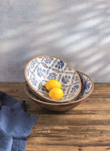 Load image into Gallery viewer, Blue Floral Mango Wood Bowls
