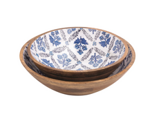 Load image into Gallery viewer, Blue Floral Mango Wood Bowls
