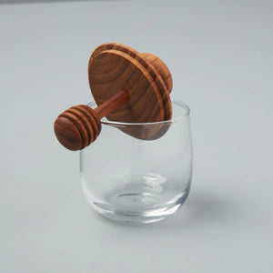 Teak + Glass Honey Jar