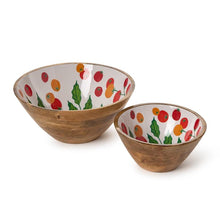 Load image into Gallery viewer, Garden Harvest Wood Enamel Bowls
