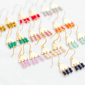 Triangle Bead Fringe Earrings