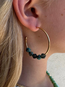 Willow Gemstone Gold Hoops