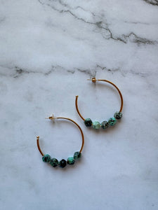 Willow Gemstone Gold Hoops