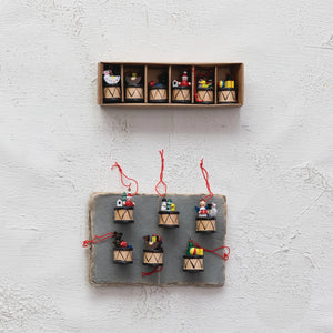 Holiday Drum Wood Ornament Set