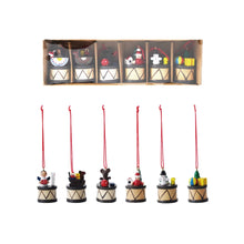 Load image into Gallery viewer, Holiday Drum Wood Ornament Set
