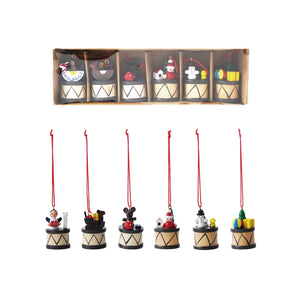 Holiday Drum Wood Ornament Set