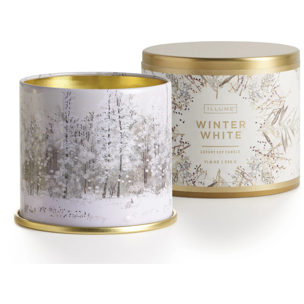 Winter White Holiday Tin Candle